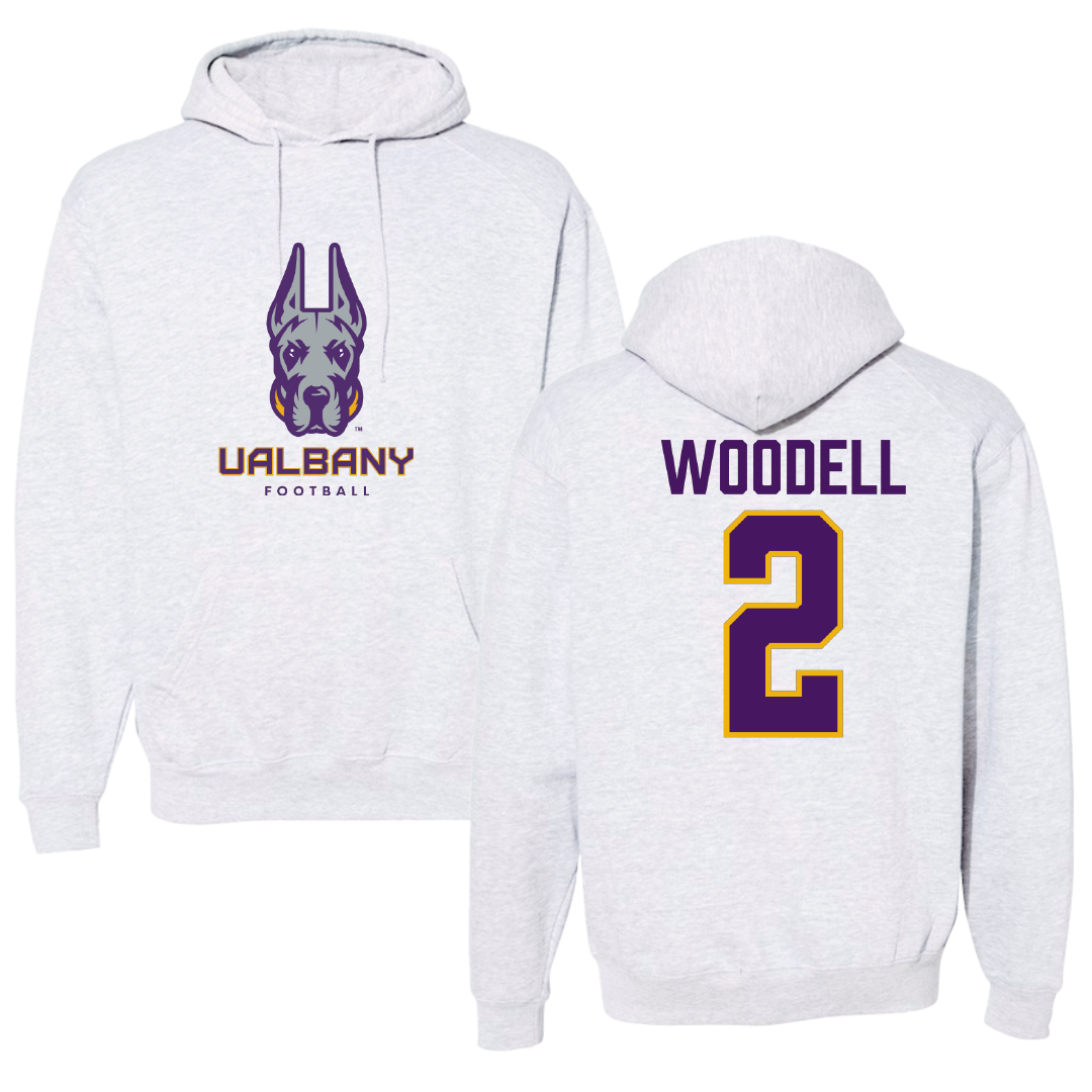University at Albany Football Gray Hoodie - #2 Griffin Woodell