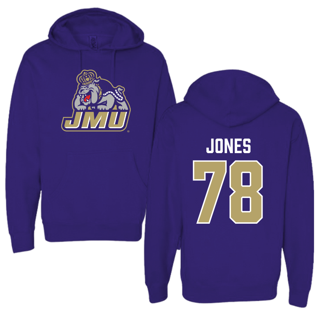 James Madison University Football Purple Hoodie - #78 Cameron Jones