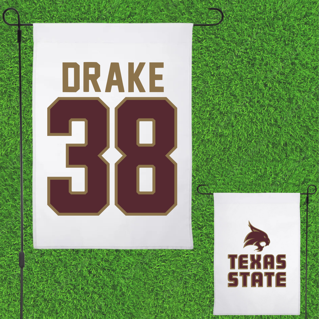 Texas State University Baseball White Garden Flag - #38 Colten Drake