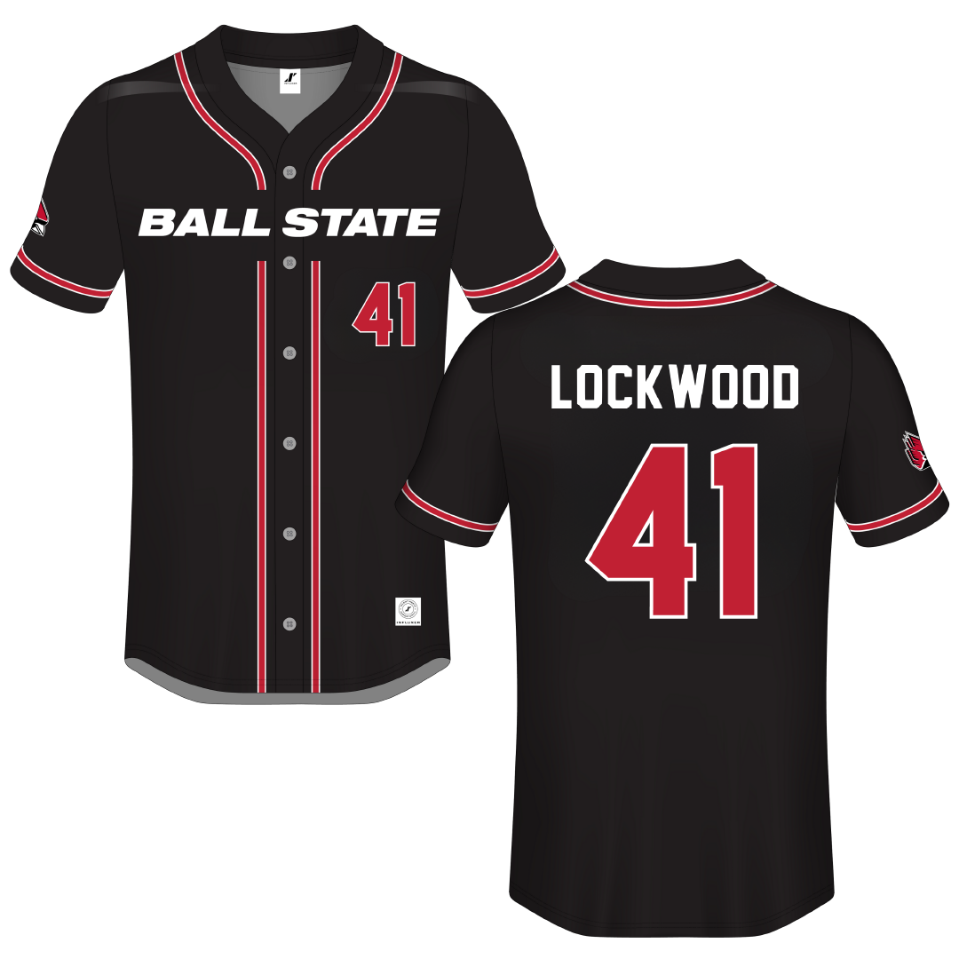 Ball State University Black Button-Down Jersey - #41 Caden Lockwood