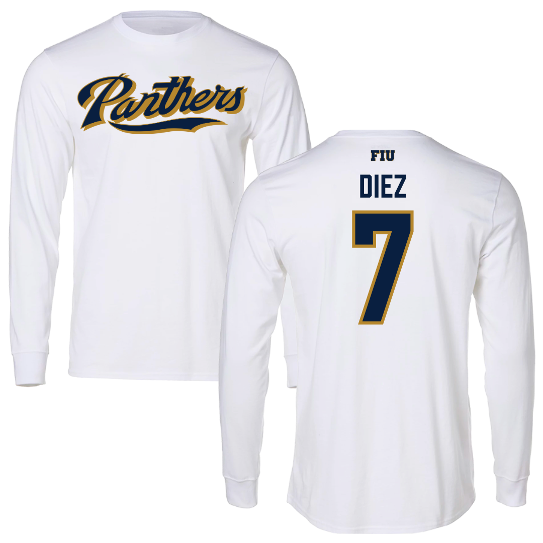 Florida International University Soccer White Panthers Performance Long Sleeve - #7 Isabella Diez