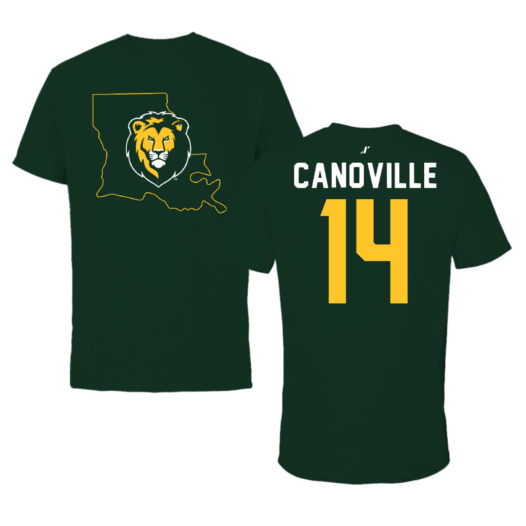 Southeastern Louisiana University Basketball Forest Green State Tee - #14 Dylan Canoville