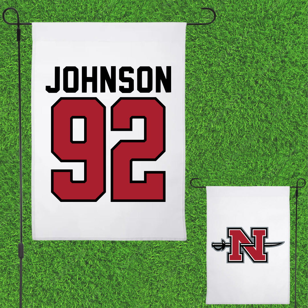 Nicholls State University Football White Garden Flag - #92 Joshua Johnson