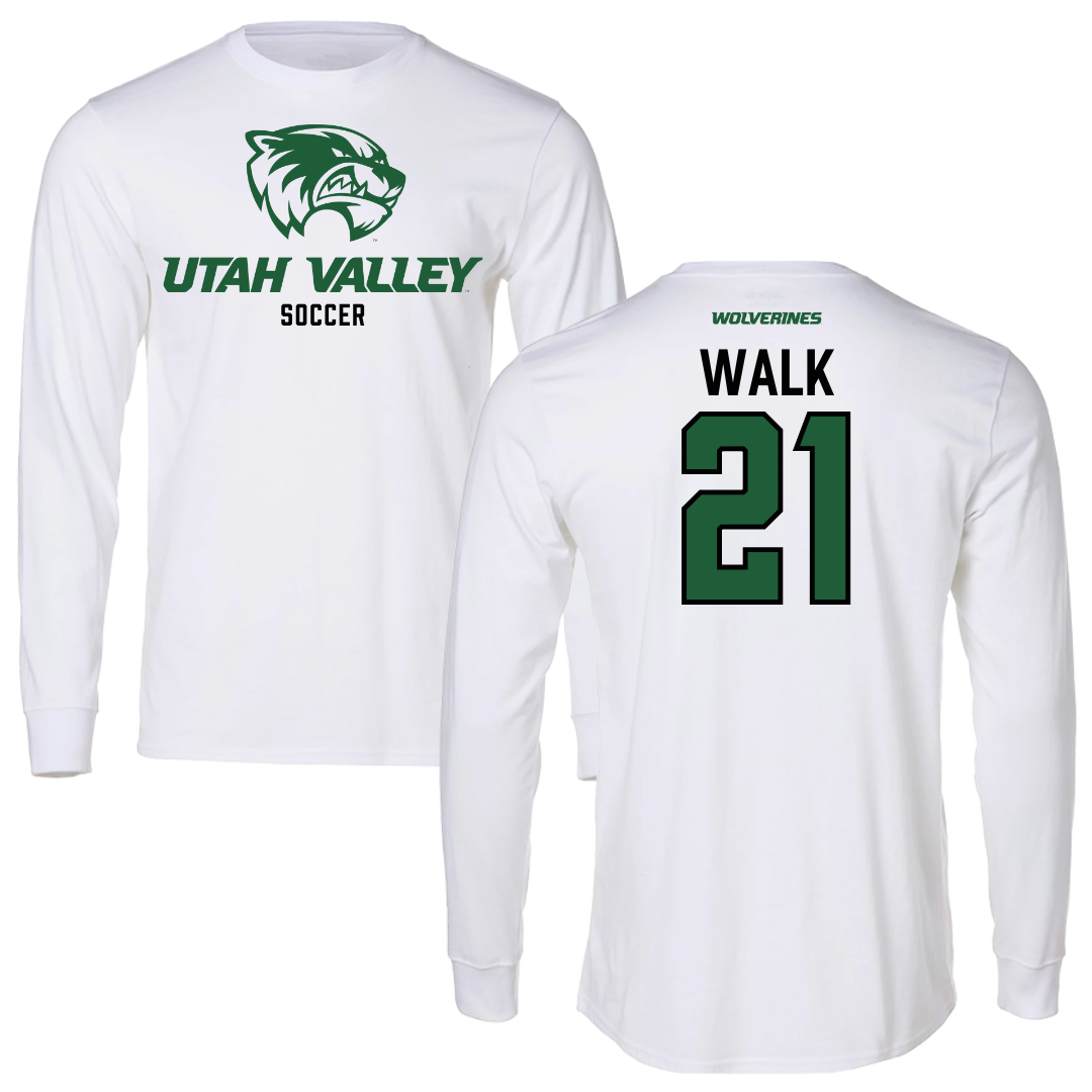 Utah Valley University Soccer White Performance Long Sleeve - #21 Trevor Walk