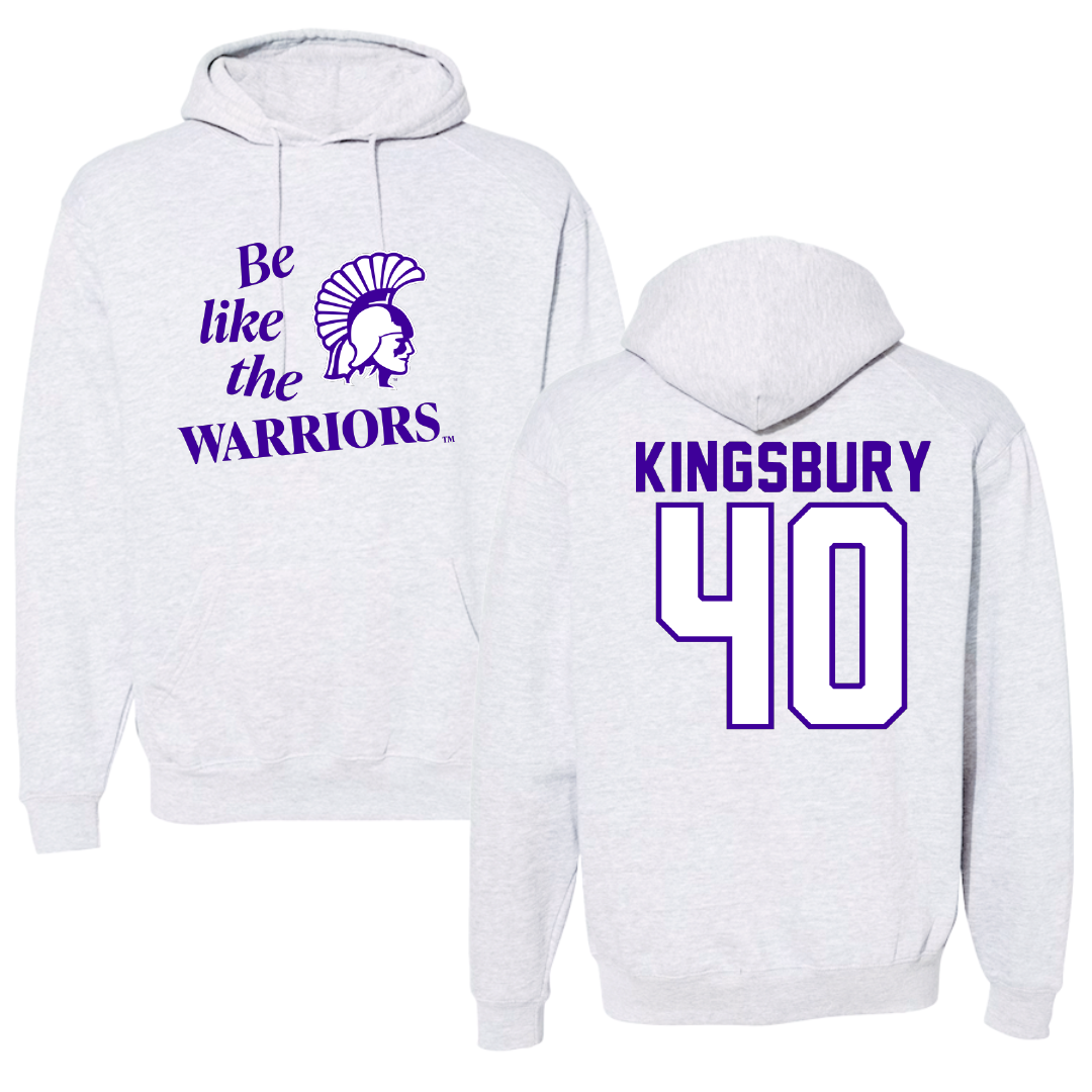 Winona State University Football Light Gray Be Like Us Hoodie - #40 Ben Kingsbury