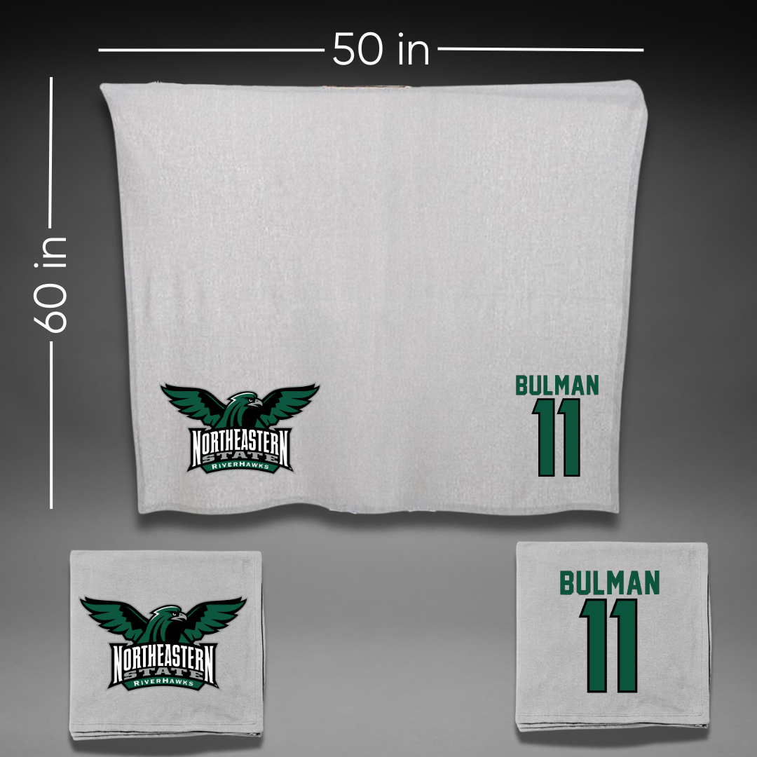 Northeastern State University Soccer Gray Blanket - #11 Braxton Bulman