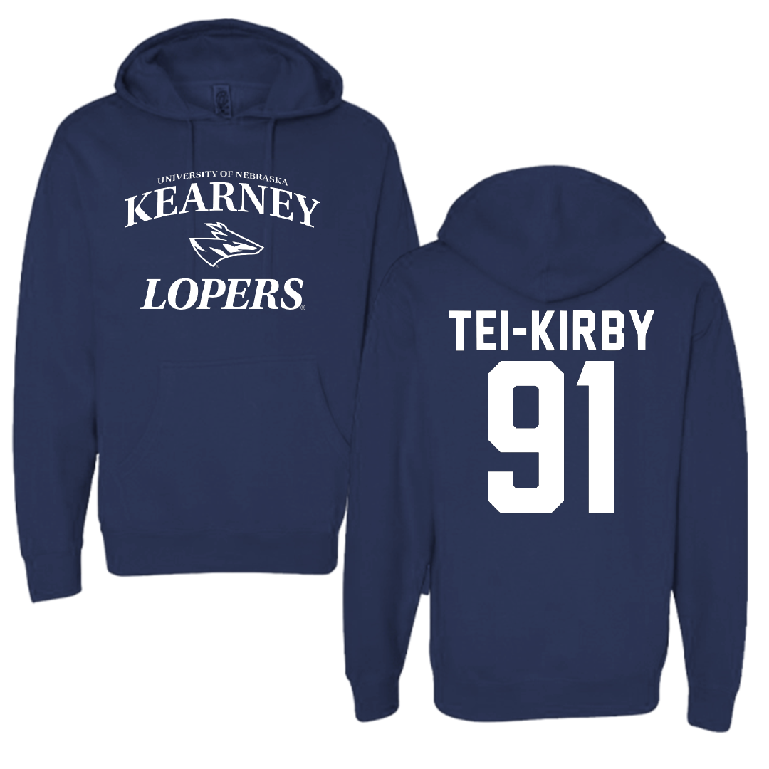University of Nebraska at Kearney Football Navy General Hoodie - #91 Wayne Tei-Kirby