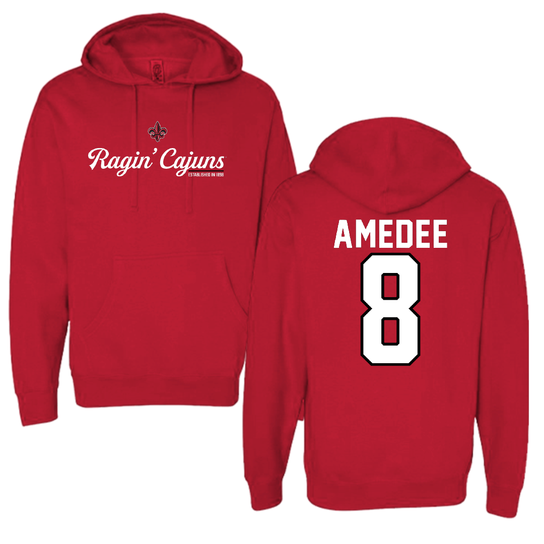 University of Louisiana at Lafayette Baseball Red General Hoodie - #8 Lee Amedee