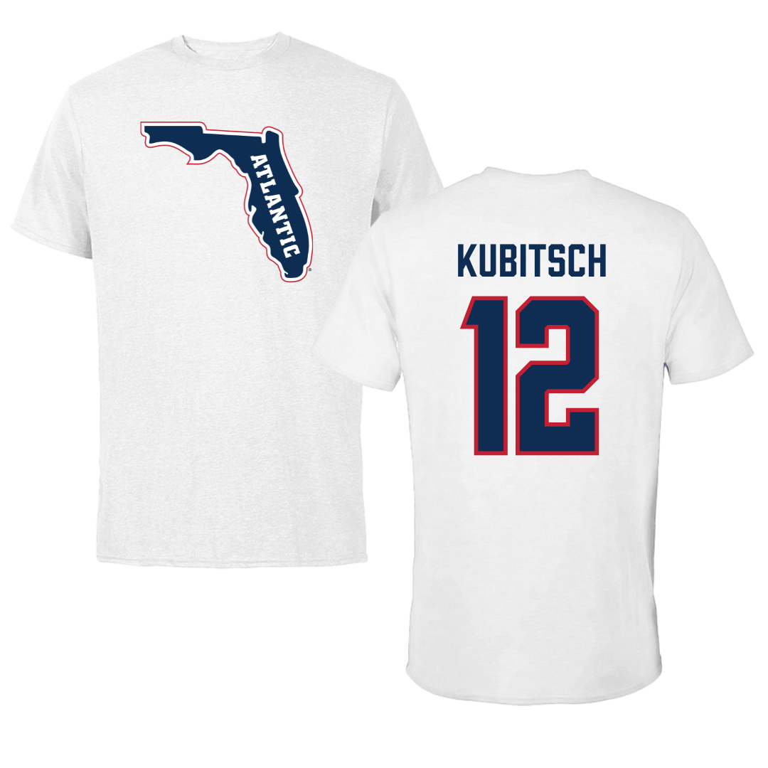 Florida Atlantic University Soccer White Tee - #12 Kevin Kubitsch