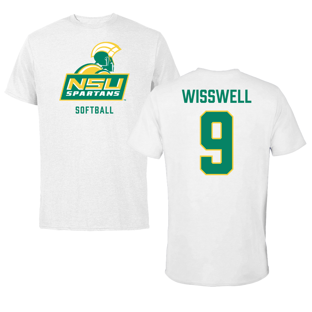 Norfolk State University Softball White Performance Tee - #9 Leah Wisswell