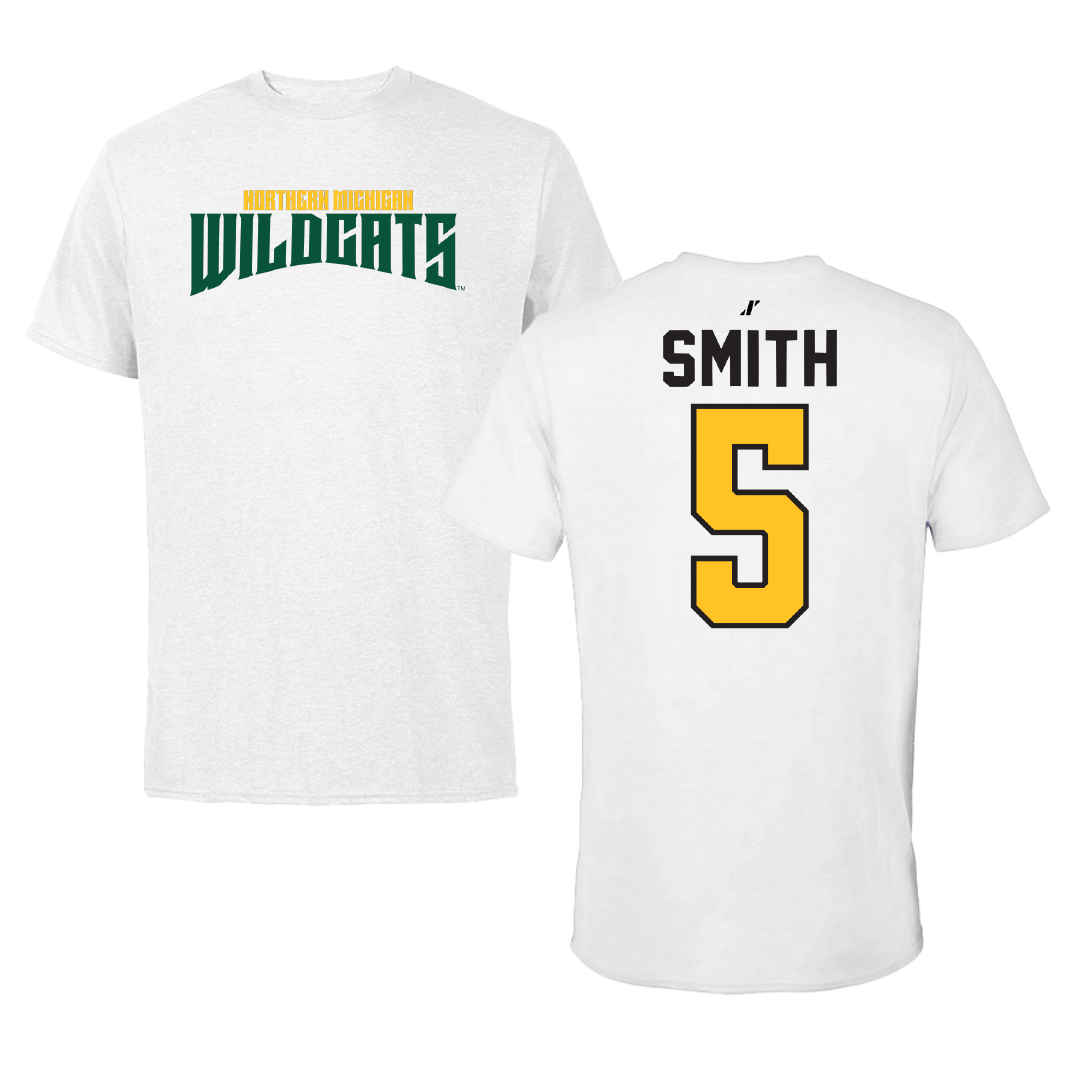 Northern Michigan University Basketball White Classic Performance Tee - #5 Carson Smith
