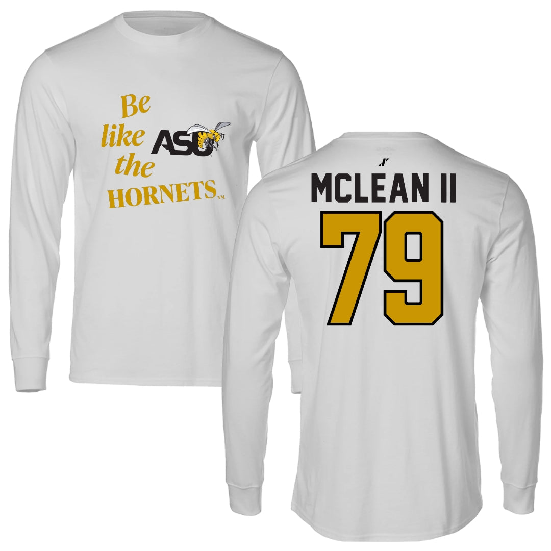 Alabama State University Football Light Gray Be Like Us Performance Long Sleeve - #79 Phillip McLean II