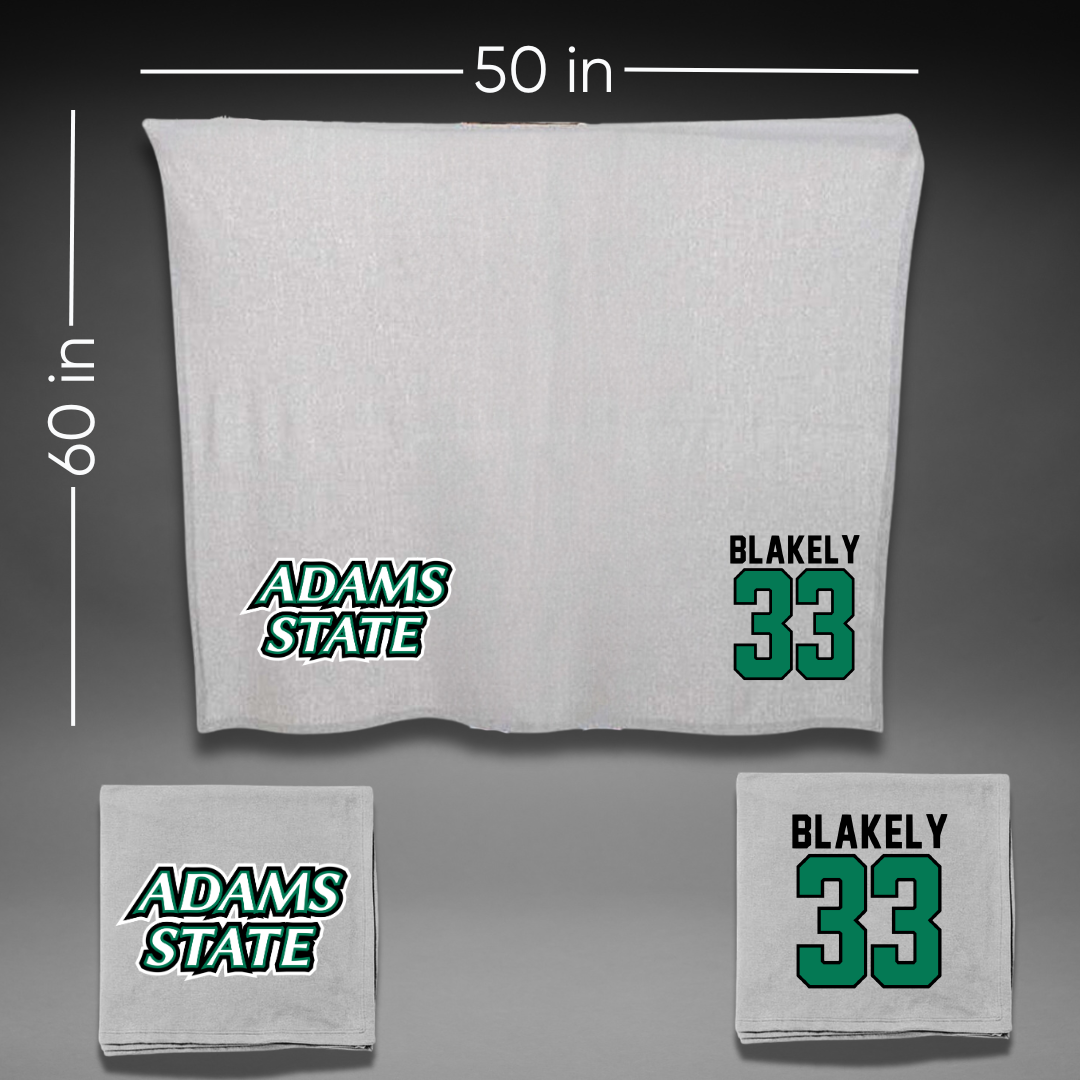 Adams State University Football Gray Blanket - #33 Psyer Blakely