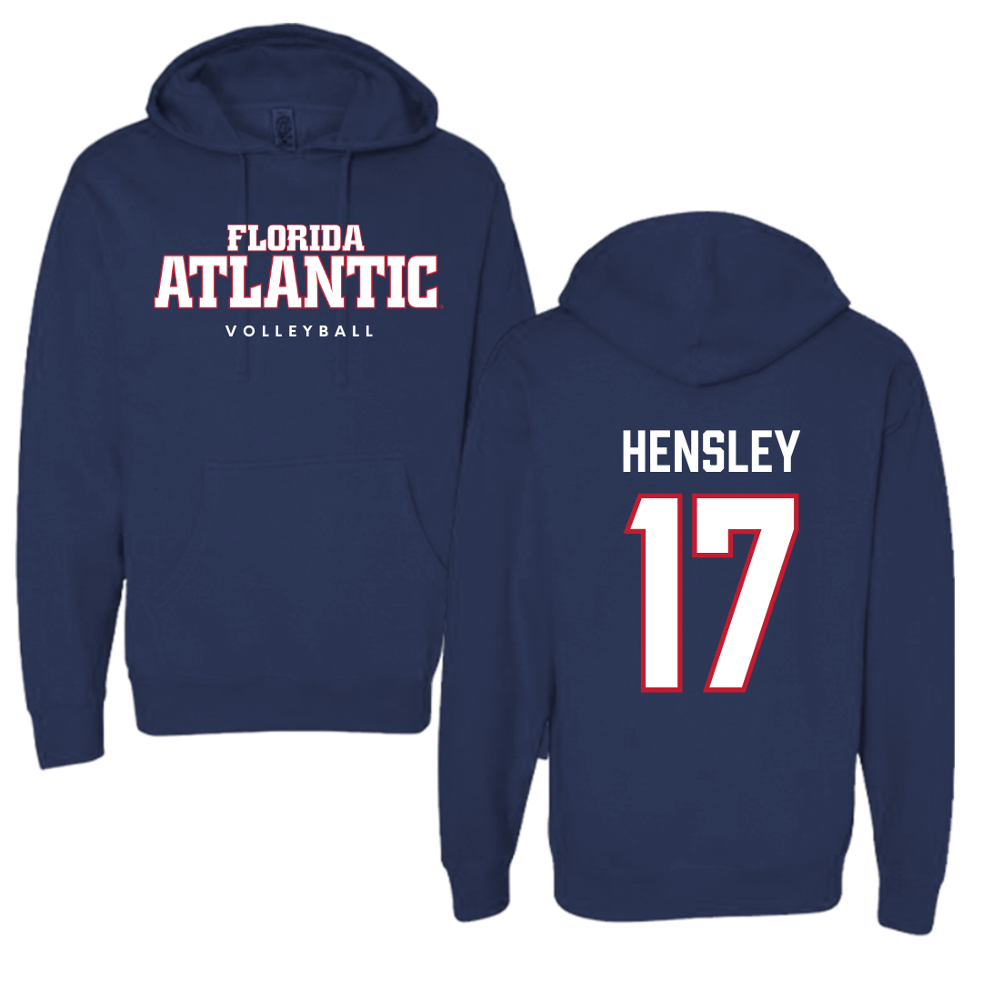 Florida Atlantic University Volleyball Navy Block Hoodie - #17 Victoria Hensley