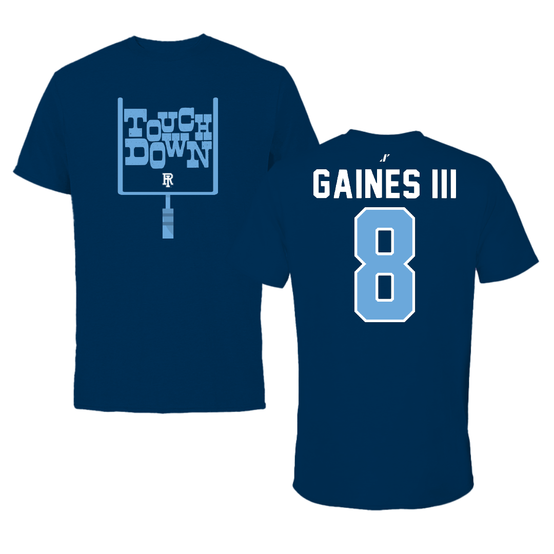 University of Rhode Island Football Navy Touchdown Tee - #8 Greg Gaines III