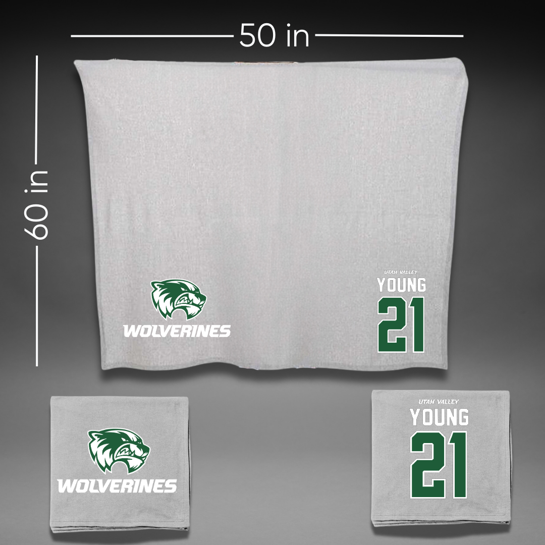 Utah Valley University Soccer Gray Blanket - #21 Elle Young