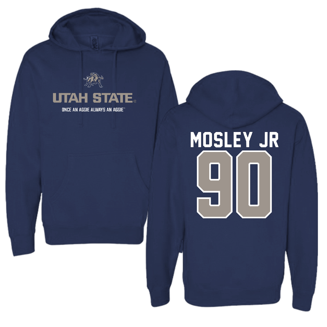 Utah State University Football Navy General Hoodie - #90 Clifton Mosley Jr