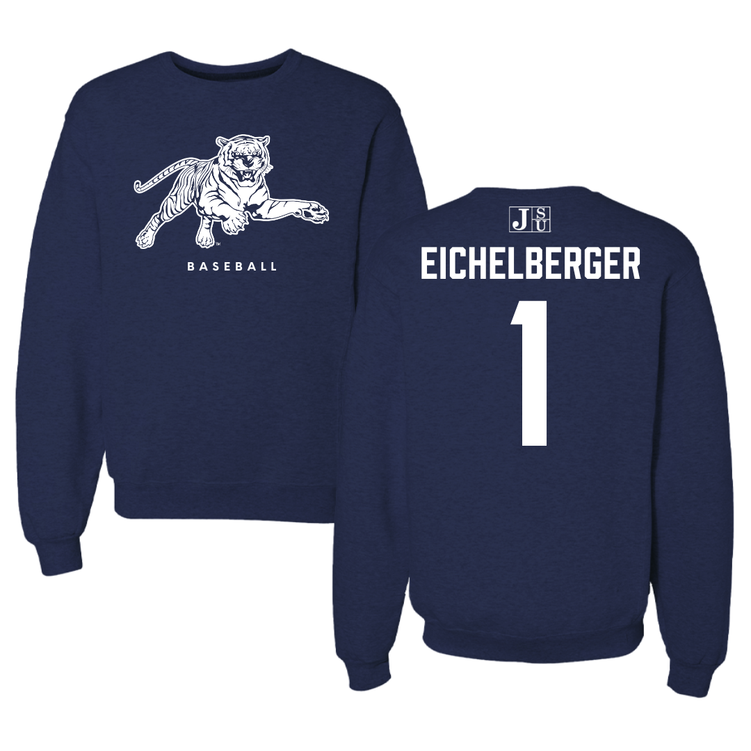 Jackson State University Baseball Navy Crewneck - #1 Joseph Eichelberger