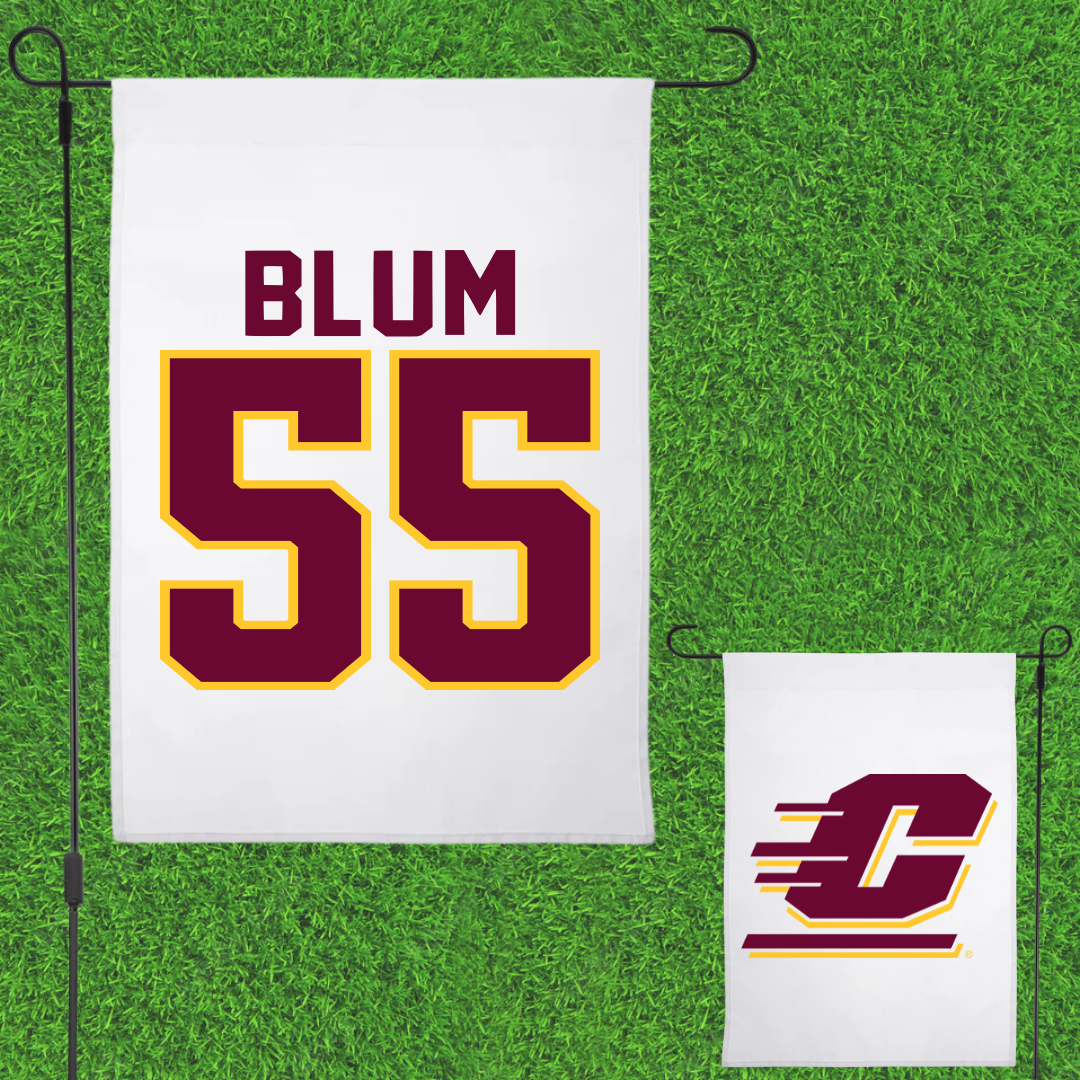 Central Michigan University Football White Garden Flag - #55 Ryan Blum