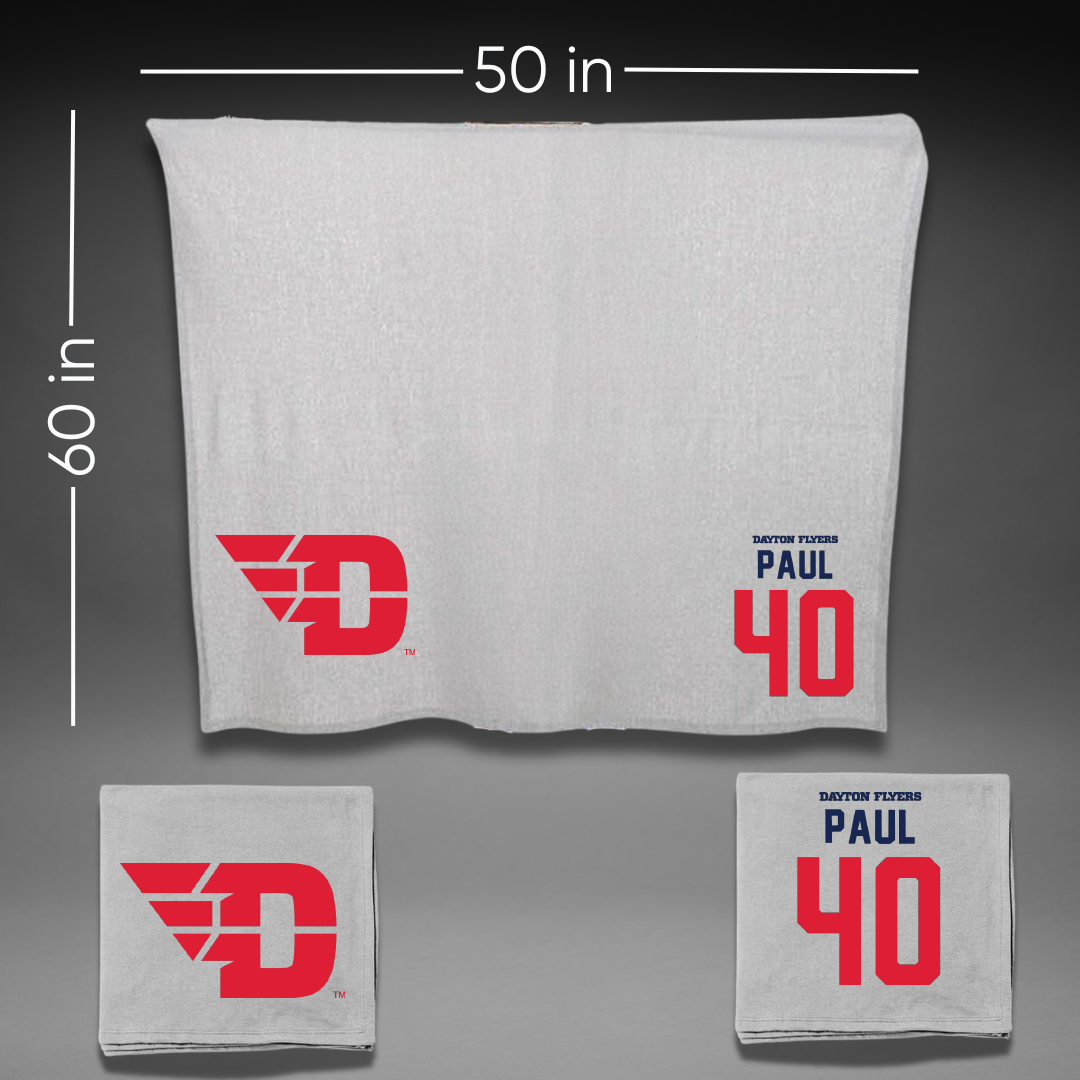 University of Dayton Football Gray Blanket - #40 Kyler Paul