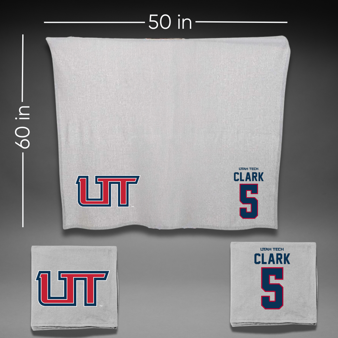 Utah Tech University Baseball Gray Blanket - #5 Cayden Clark