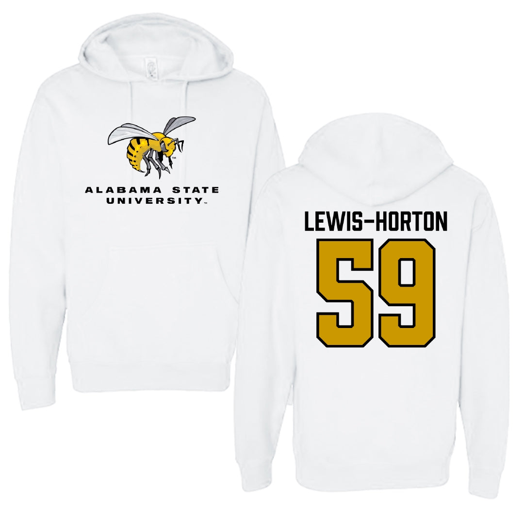 Alabama State University Football White Block Hoodie - #59 Jaland Lewis-Horton