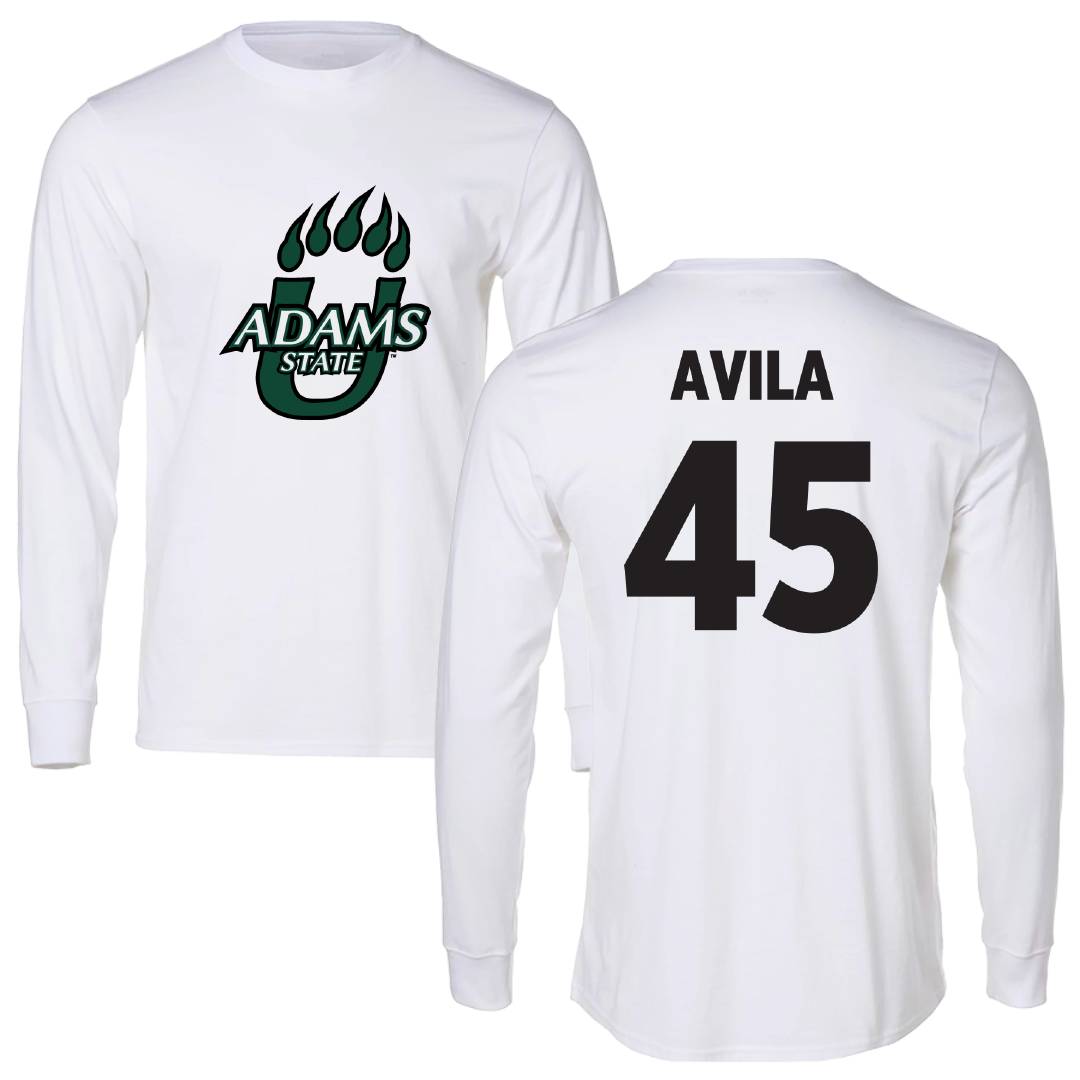 Adams State University Soccer White Performance Long Sleeve - #45 Caleb Avila