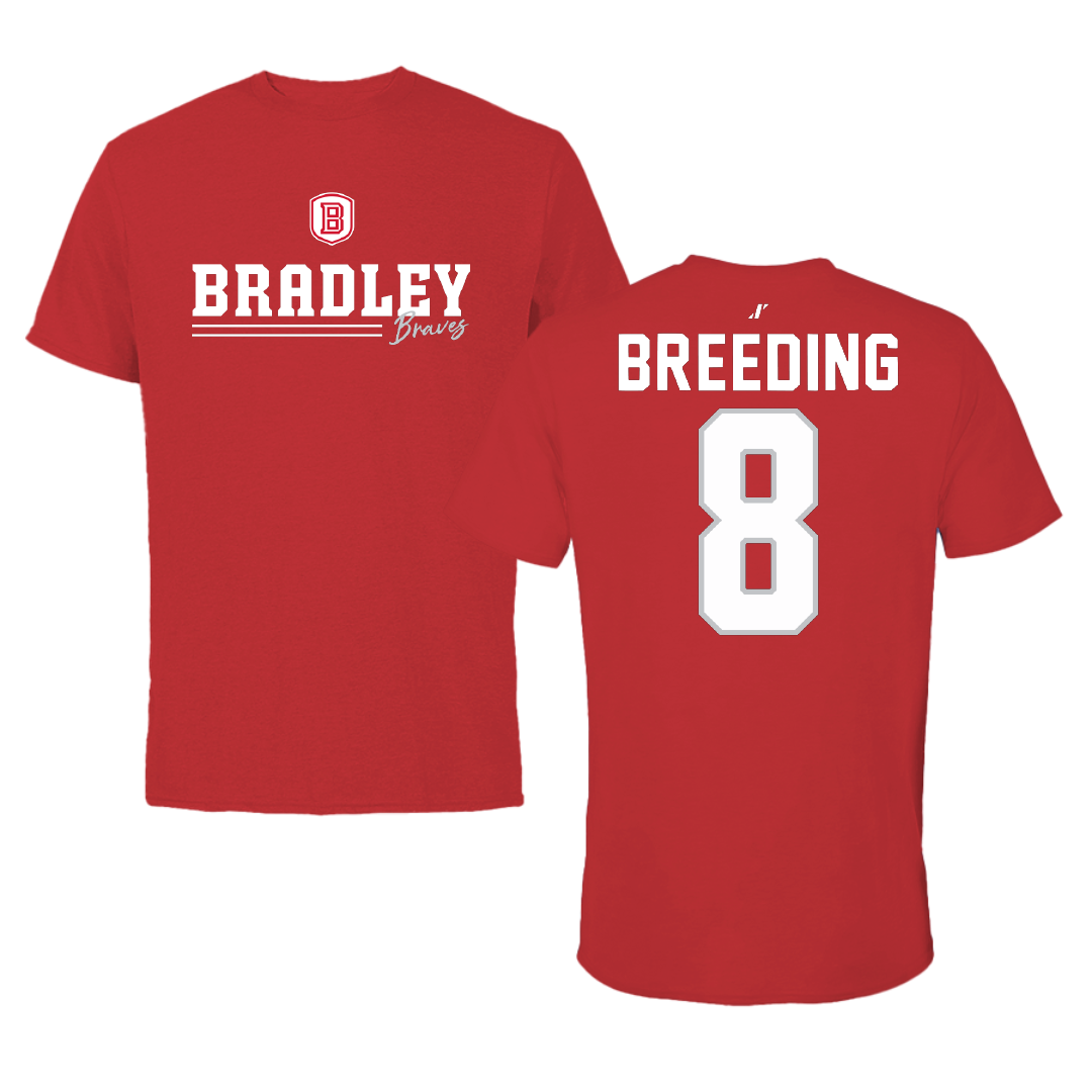 Bradley University Softball Red General Tee - #8 Ashley Breeding