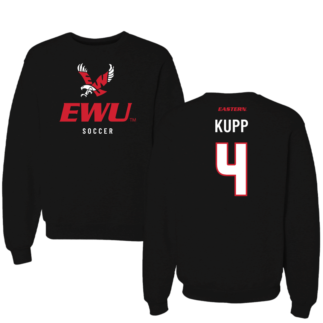 Eastern Washington University Soccer Black EWU Crewneck - #4 Katrina Kupp