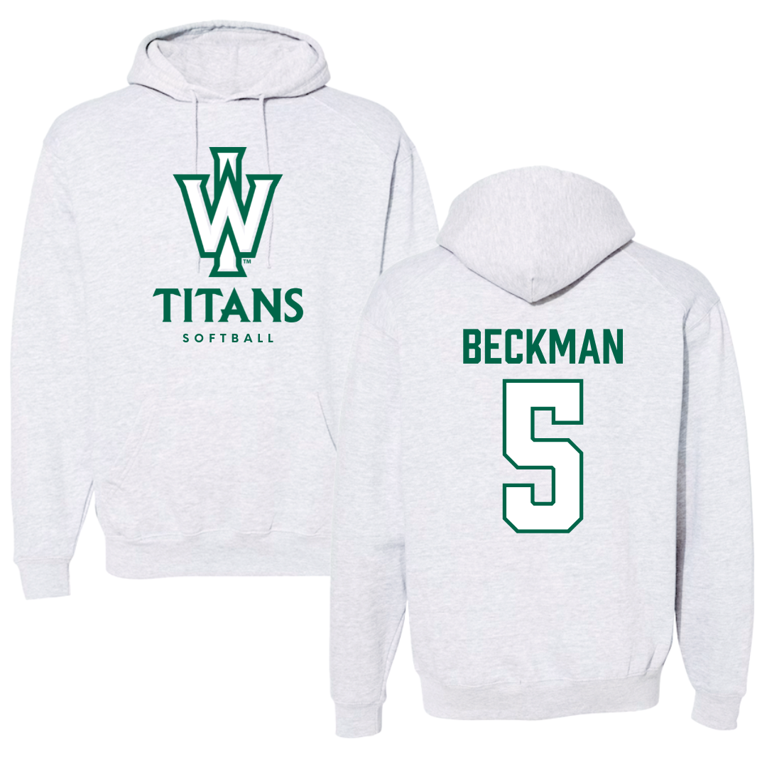 Illinois Wesleyan University Softball Gray Hoodie - #5 Anna Beckman