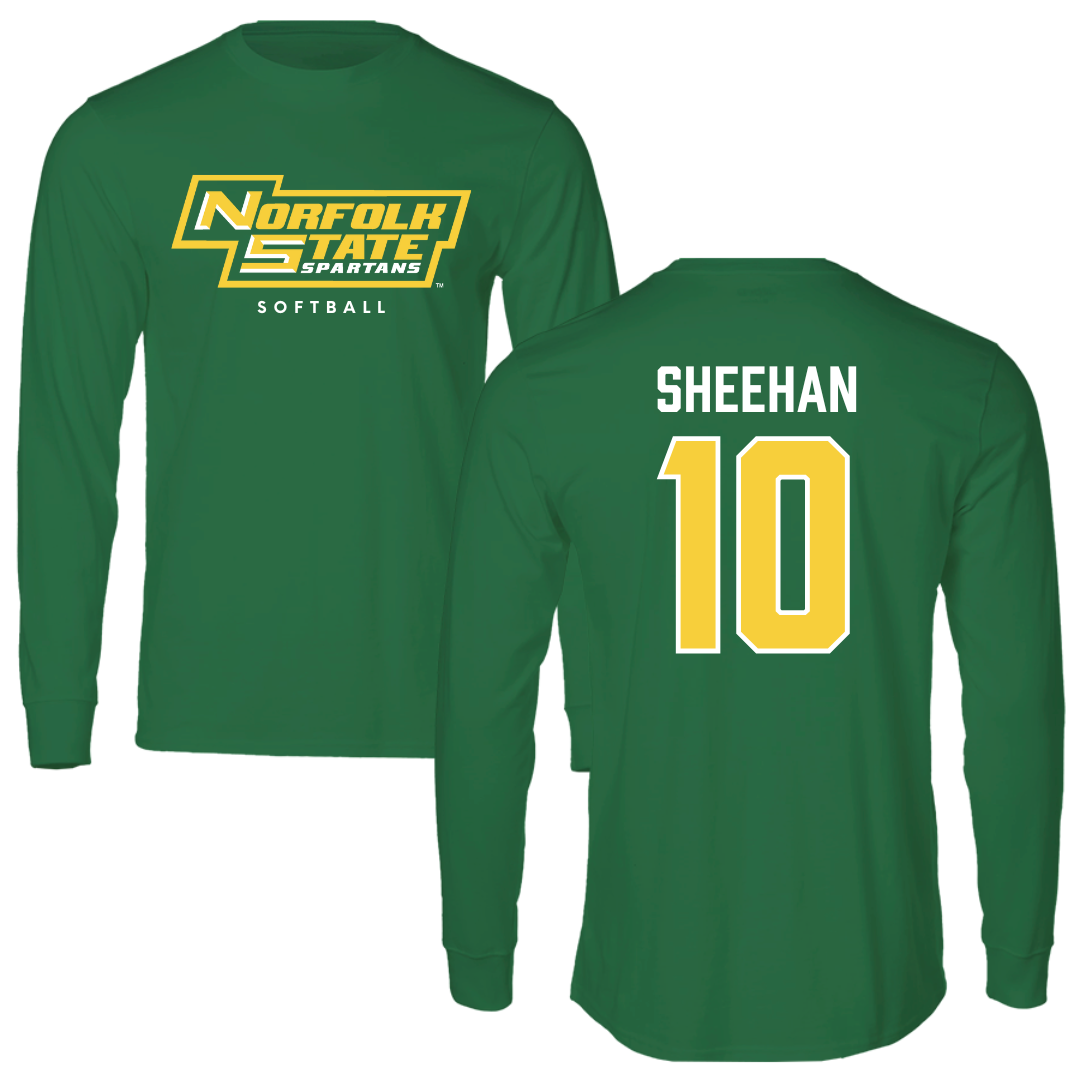 Norfolk State University Softball Kelly Green Long Sleeve - #10 Lauren Sheehan