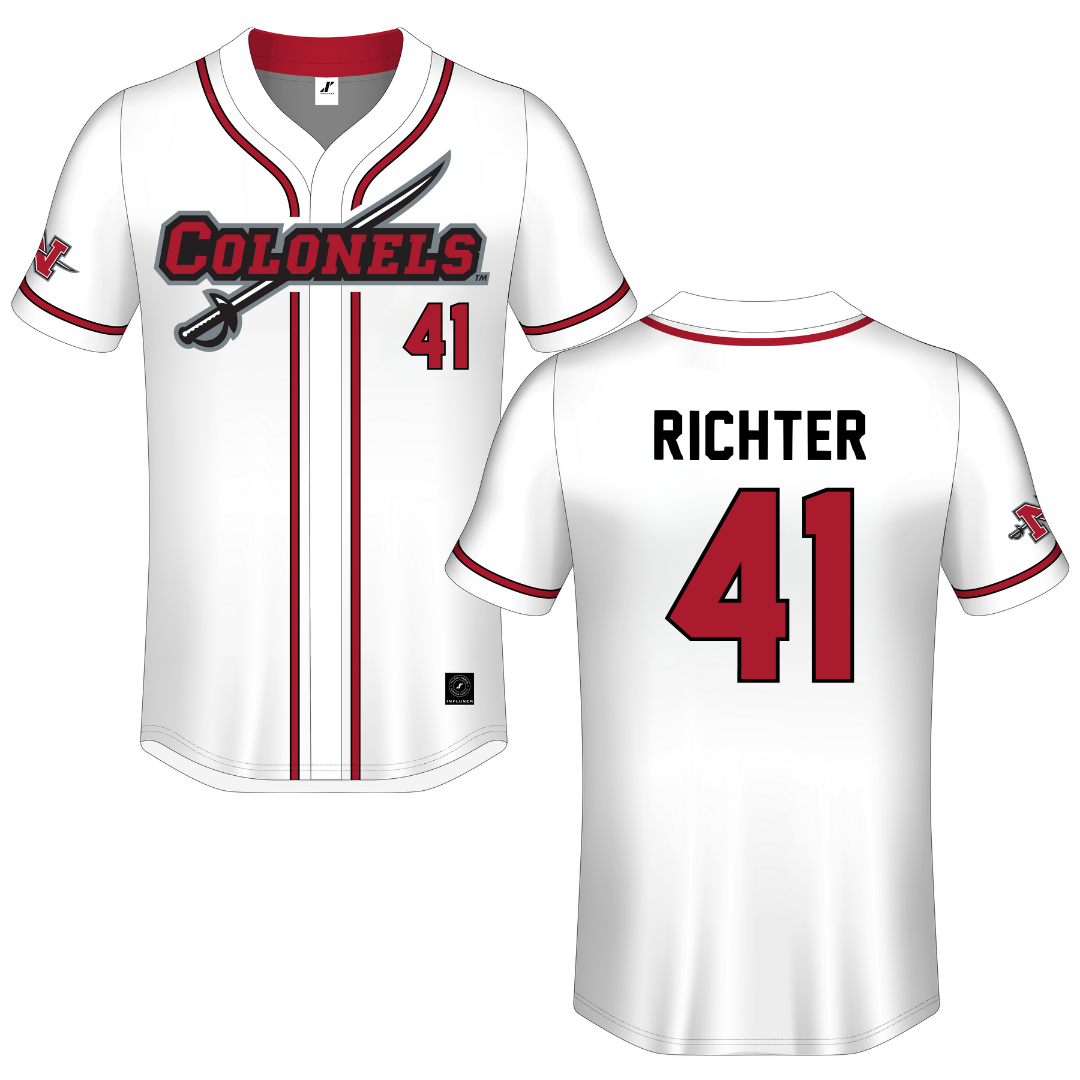 Nicholls State University White Button-Down Jersey - #41 Chase Richter
