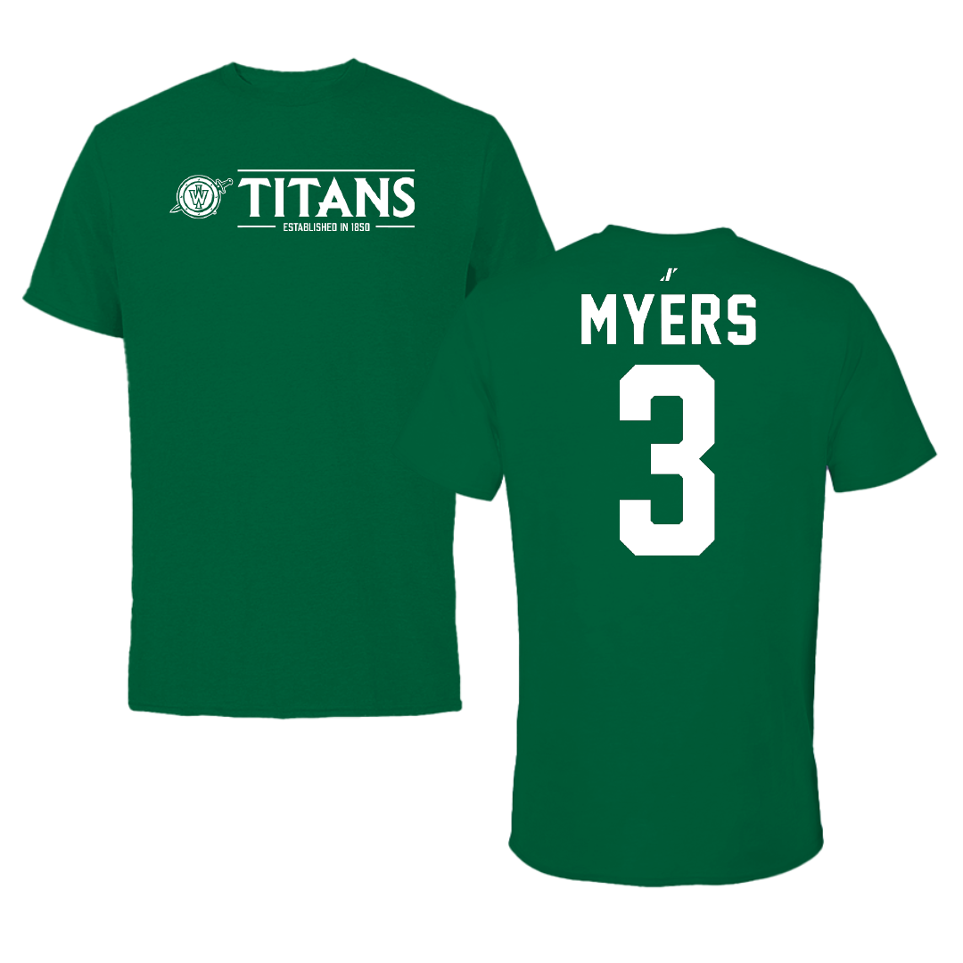 Illinois Wesleyan University Volleyball Green General Tee - #3 Ryan Myers