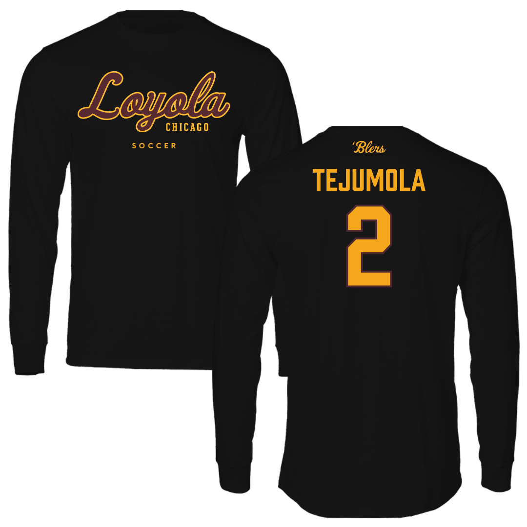 Loyola University-Chicago Soccer Black Performance Long Sleeve - #2 Kamran Tejumola