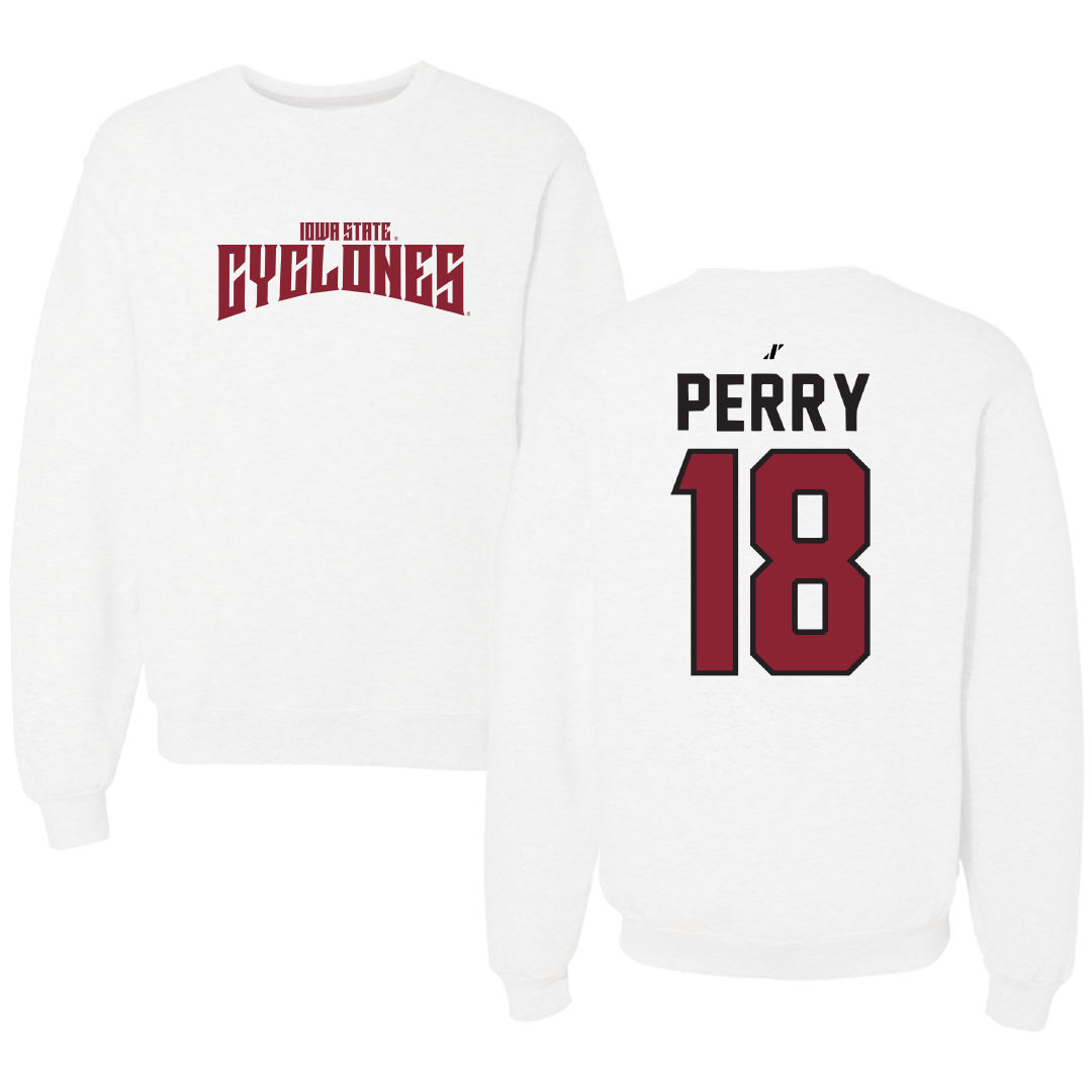Iowa State University Volleyball White Classic Crewneck - #18 Kelsey Perry