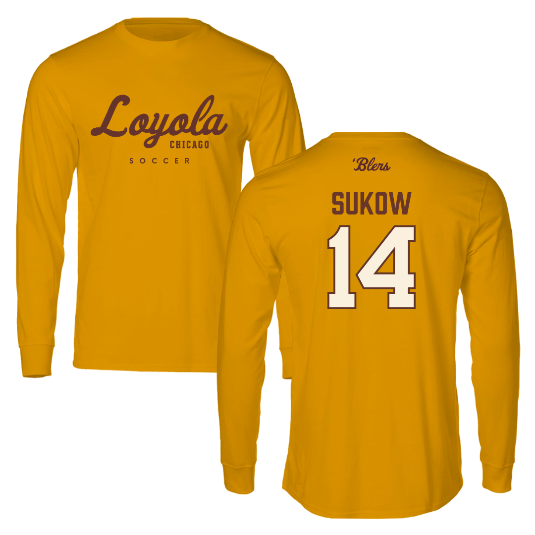 Loyola University-Chicago Soccer Gold Performance Long Sleeve - #14 Jason Sukow