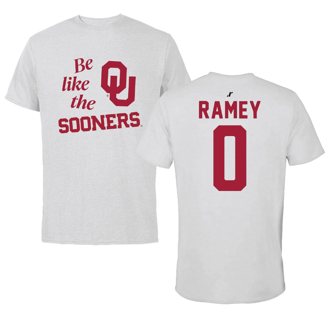 University of Oklahoma Soccer Light Gray Be Like Us Performance Tee - #0 Olivia Ramey