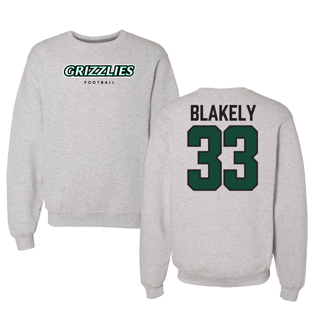 Adams State University Football Gray Grizzlies Crewneck - #33 Psyer Blakely