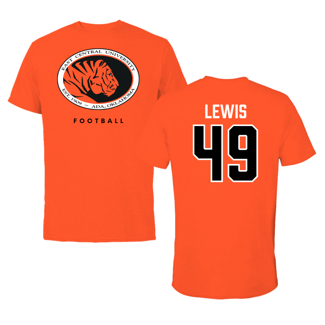 East Central University Football True Orange Performance Tee - #49 Amajah Lewis