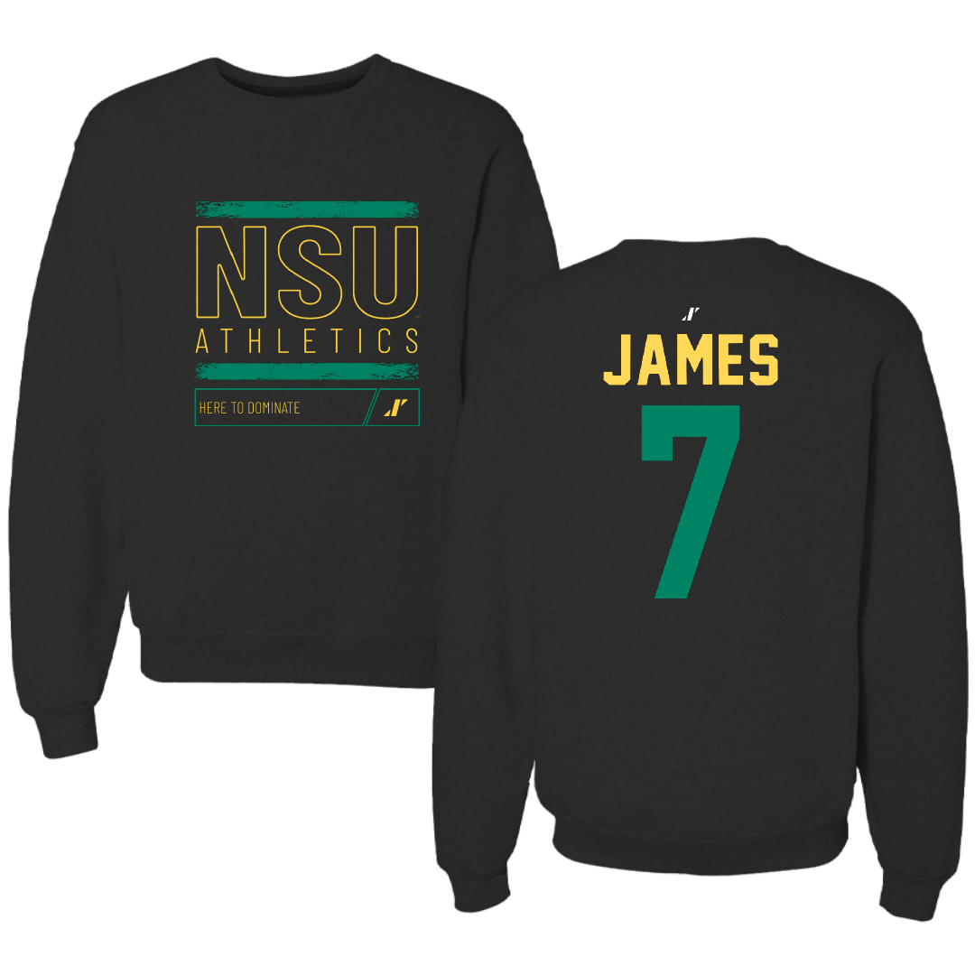 Norfolk State University Football Black Dominate Crewneck - #7 Nolan James