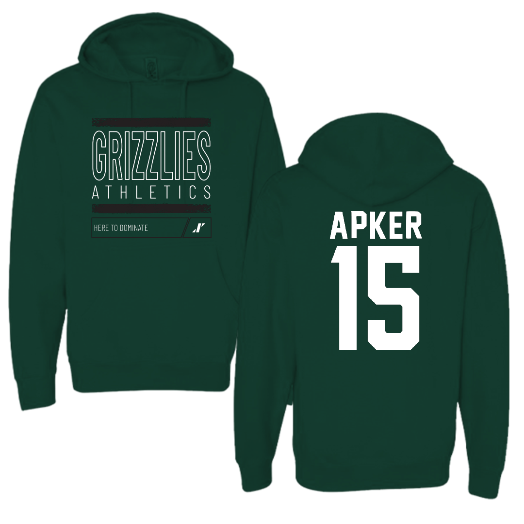 Adams State University Baseball Forest Green Dominate Hoodie - #15 Cory Apker