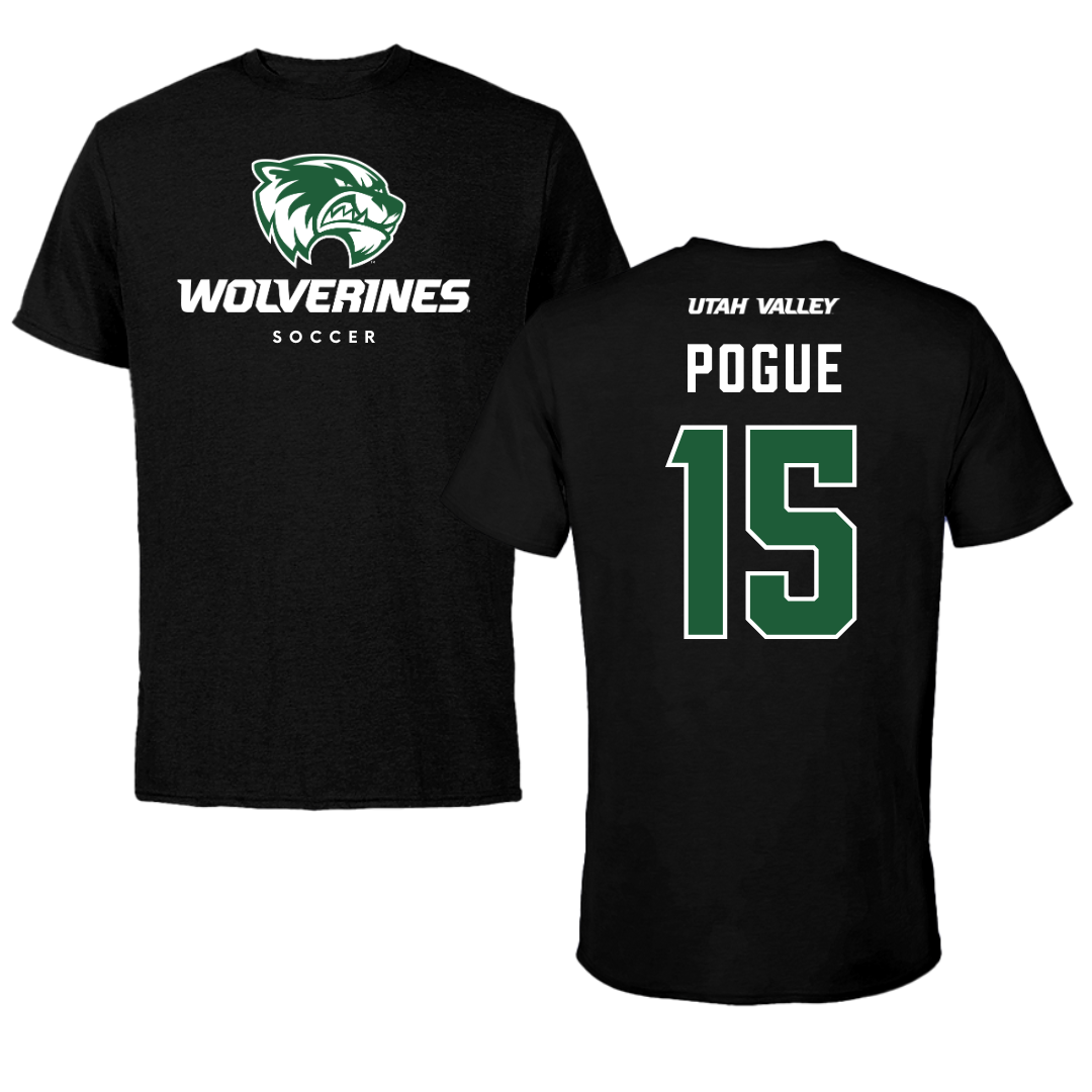 Utah Valley University Soccer Black Mascot Performance Tee - #15 Noah Pogue