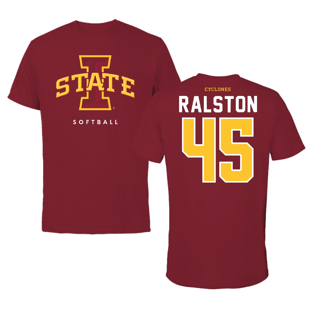 Iowa State University Softball Cardinal Tee - #45 Jaiden Ralston