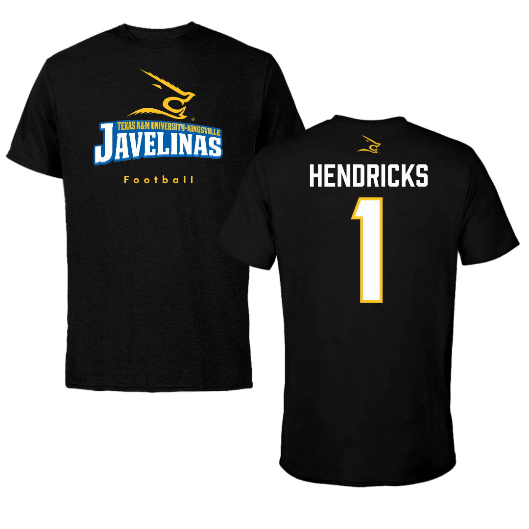Texas A&M University-Kingsville Football Black Tee - #1 Demarcus Hendricks