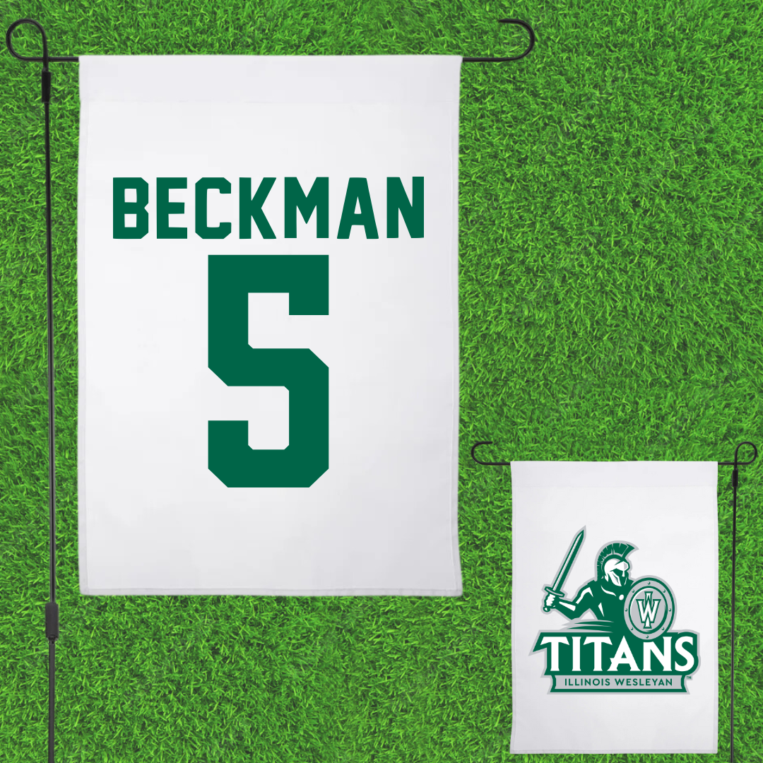 Illinois Wesleyan University Softball White Garden Flag - #5 Anna Beckman