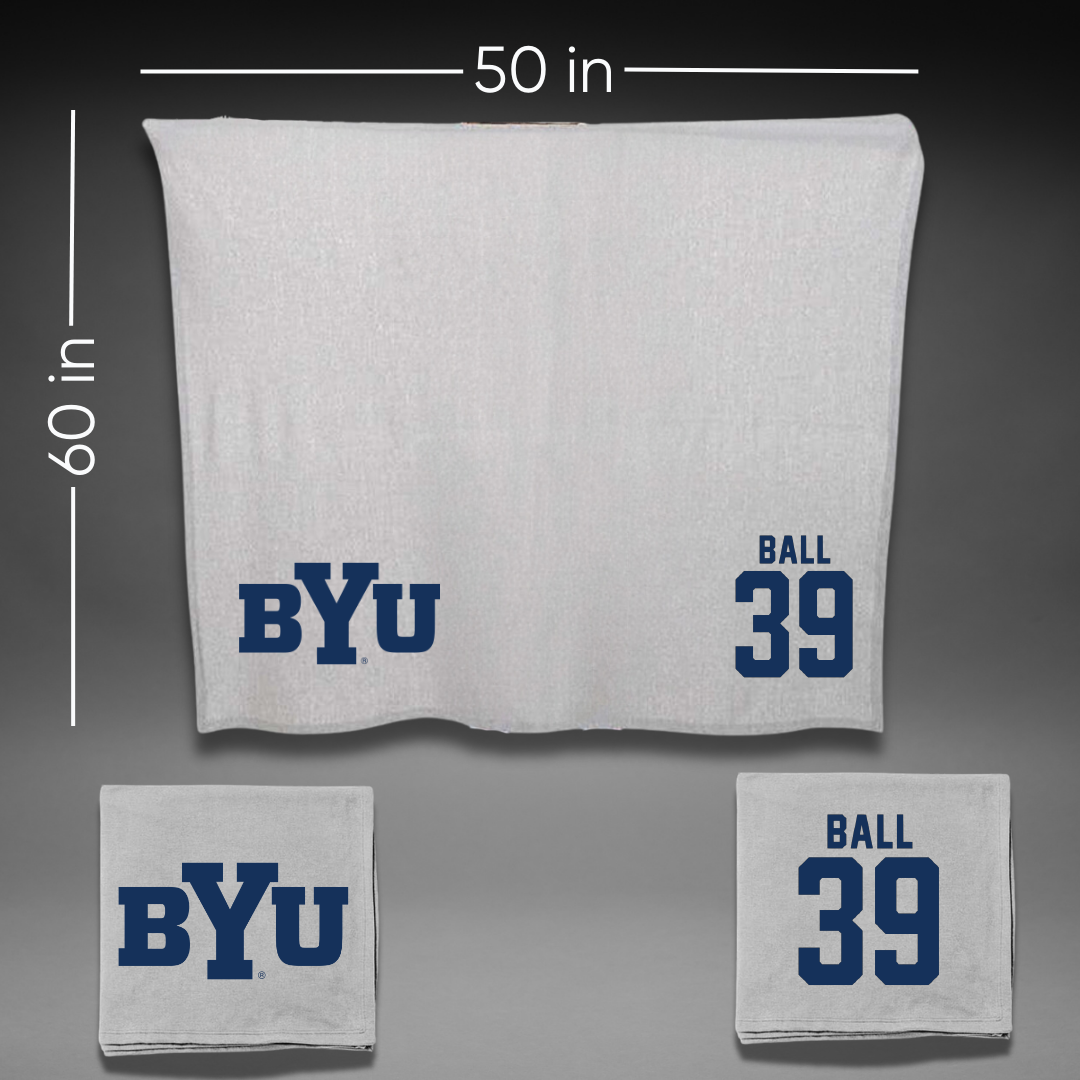 Brigham Young University Baseball Gray Blanket - #39 Nicholas Ball