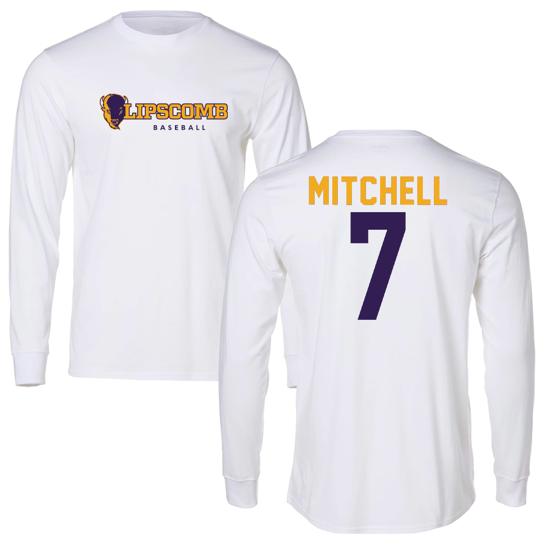 Lipscomb University Baseball White Performance Long Sleeve - #7 Joey Mitchell