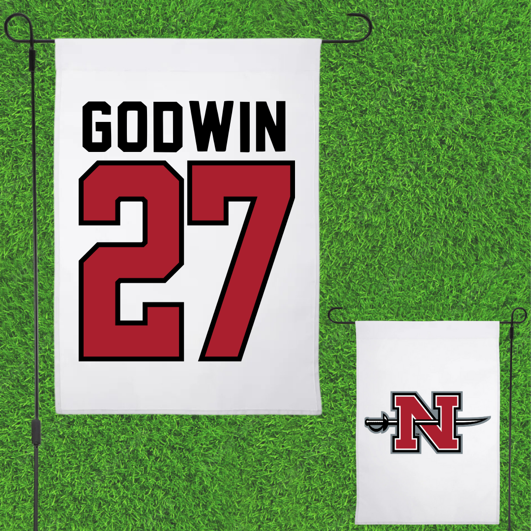 Nicholls State University Soccer White Garden Flag - #27 Emma Godwin