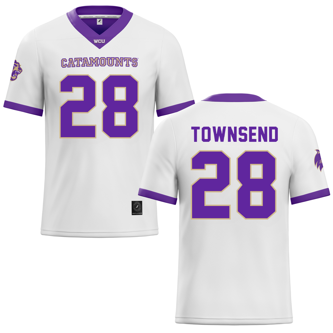 Western Carolina University White Football Jersey - #28 Markel Townsend