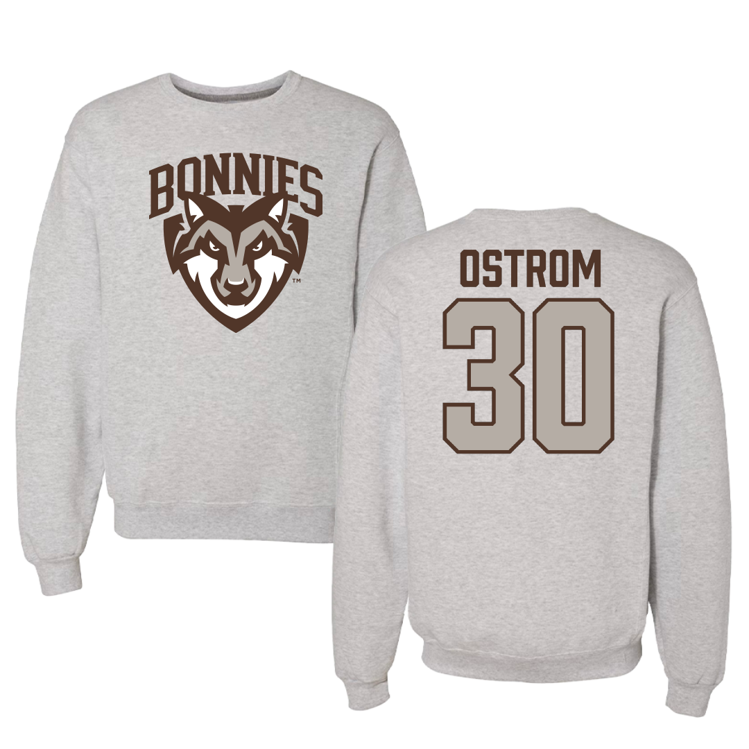 St. Bonaventure University Basketball Gray Crewneck - #30 Broek Ostrom